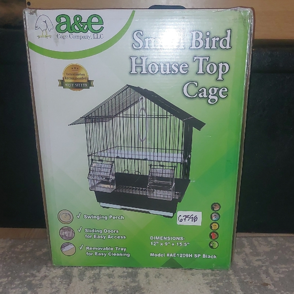 Small Bird House Top Cage - Black